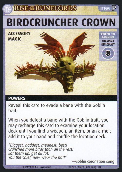 Pathfinder Adventure Card Game: Rise of the Runelords – "Birdcruncher Crown" Promo Card thumbnail