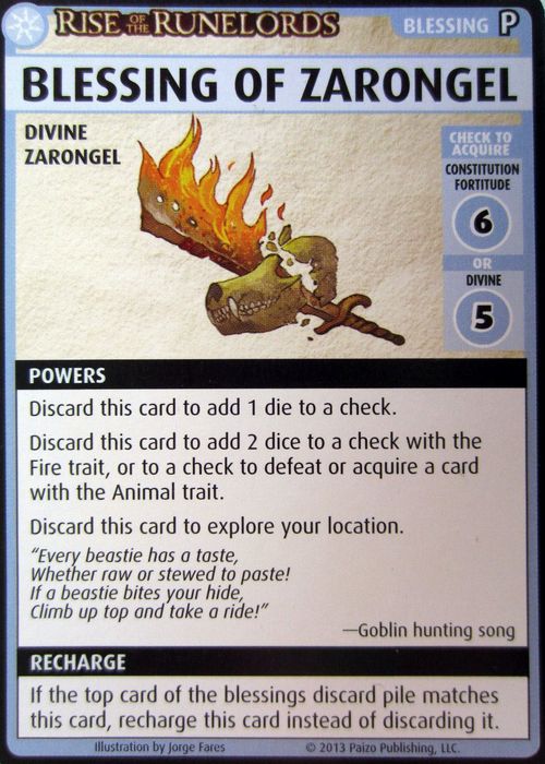 Pathfinder Adventure Card Game: Rise of the Runelords – "Blessing of Zarongel" Promo Card thumbnail