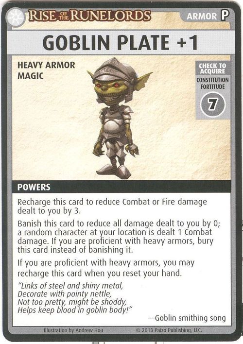 Pathfinder Adventure Card Game: Rise of the Runelords – "Goblin Plate +1" Promo Card thumbnail