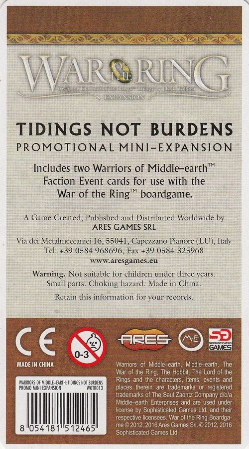 War of the Ring: Warriors of Middle-earth – Tidings Not Burdens Mini-Expansion thumbnail